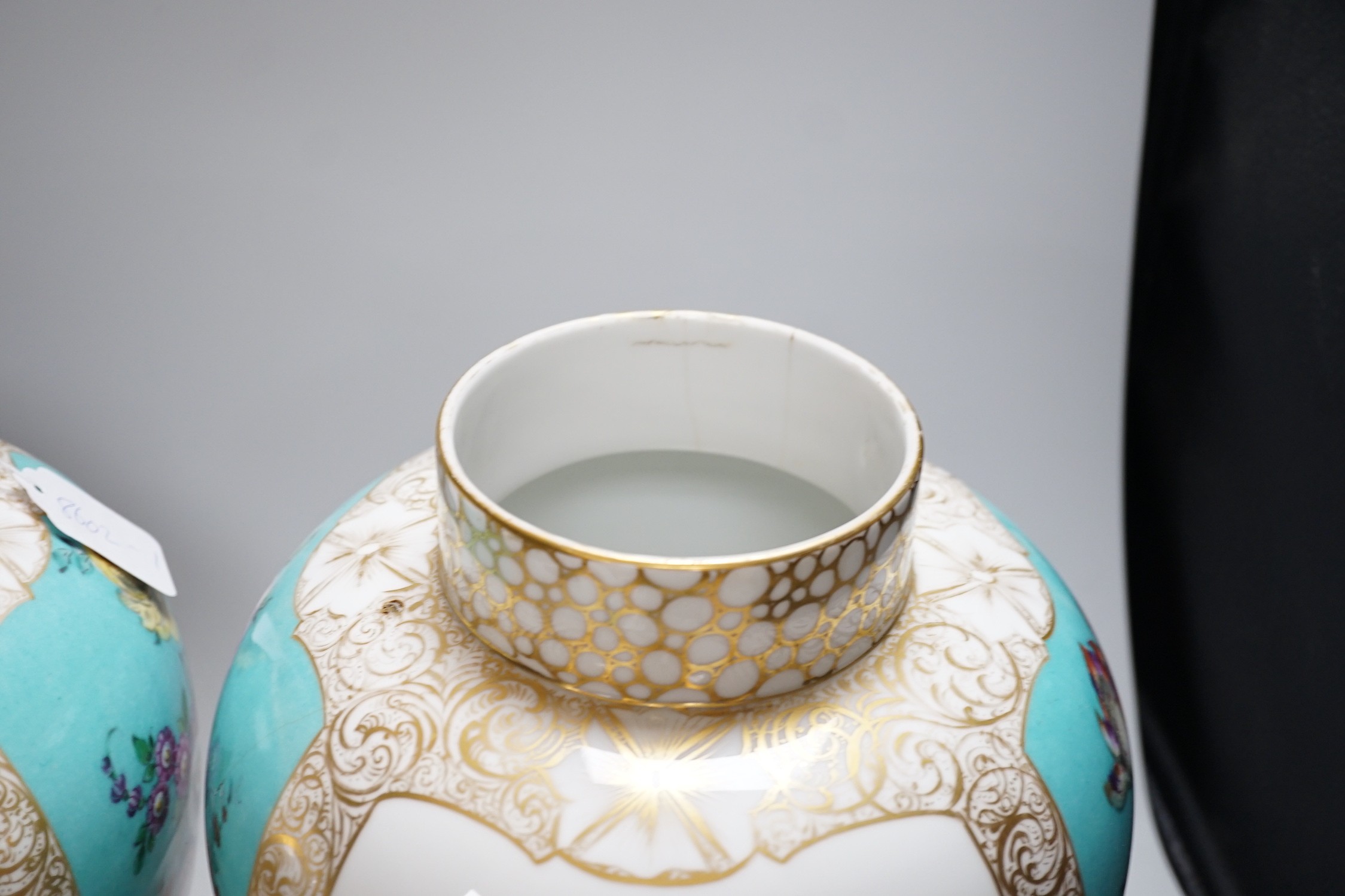 A pair of large Helena Wolfsohn, Dresden porcelain ovoid vases and covers, 43cm